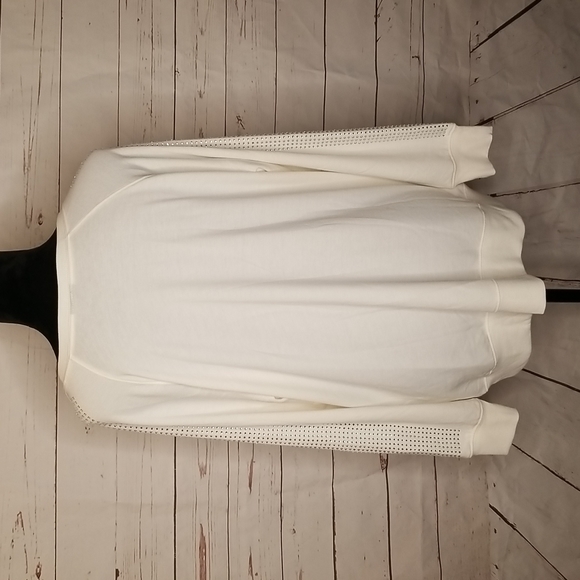 White Fleece Rhinestone Raglan Sweatshirt - Picture 2 of 7